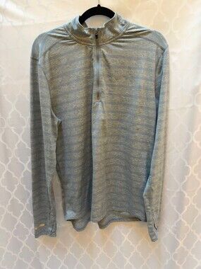 Men’s Grey Striped Dri-FIT Long-Sleeve Quarter-Zip